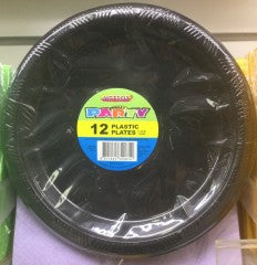 Plastic Dessert Plates Midnight Black 17.8cm | 12 Pack | Meteor Party | YG-005288-PD-017673