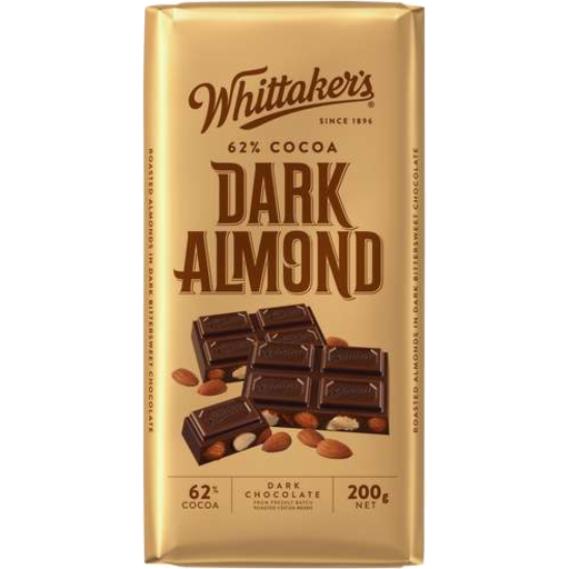 62% Dark Almond Block | 200g | Whittakers | YG-005205-PD-017937