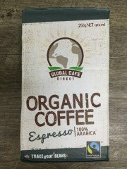 Organic Ground Coffee Espresso | 250g | Global Cafe Direct | YG-010391-PD-052530