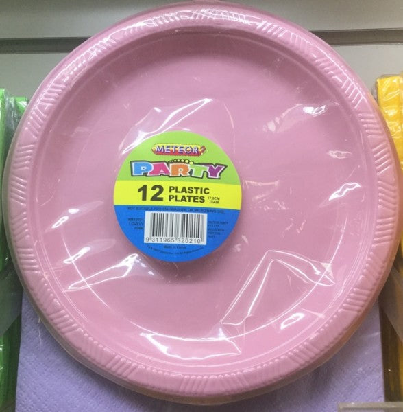 Plastic Dessert Plates Lovely Pink 17.8 Cm | 12 Pack | Meteor Party | YG-005153-PD-015223