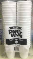 Foam Cups | 40 Cups | Party Ware | YG-005851-PD-014645