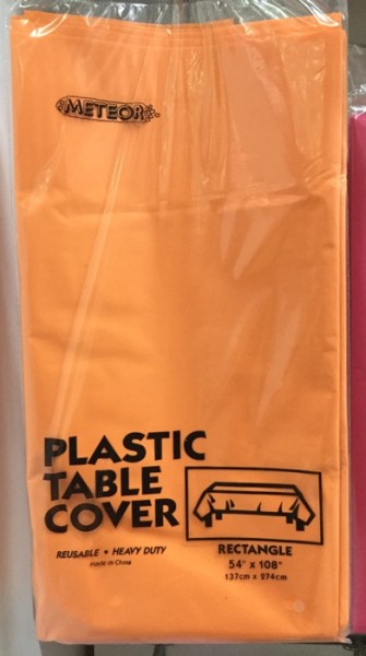 Plastic Rectangle Table Cover Orange | 137cm x 274cm | Meteor Party | YG-005280-PD-017599