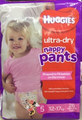 Ultra-Dry Walker Nappy Pants For Girls 12-17 Kg | 26 Nappy Pants | Huggies | YG-005652-PD-005722