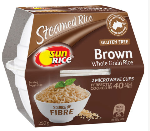 Steamed Rice Brown Whole Grain Rice | 2 x 125g Cups | Sunrice | YG-004590-PD-016984