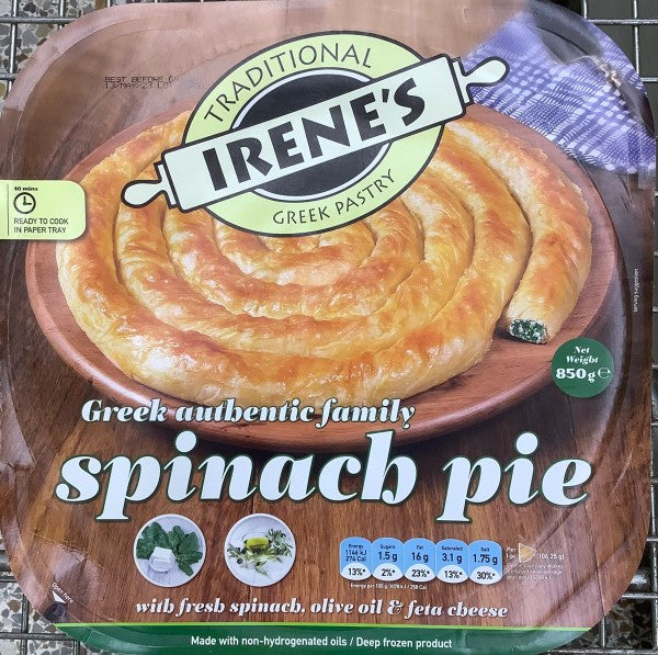 Spinach Pie With Fresh Spinach, Olive Oil & Feta Cheese | 850g | Irene's | YG-011614-PD-016663