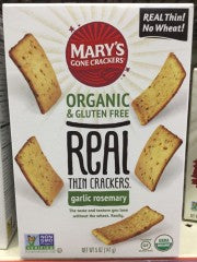Organic & Gluten Free Real Thin Crackers Garlic Rosemary | 141g | Mary's Gone Crackers | YG-005123-PD-017841