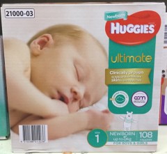 Ultimate Newborn Nappies For Boys & Girls Newborn-5 Kg | 108 Nappies | Huggies | YG-005581-PD-014815