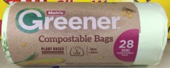 Greener Mini Compostable Bags 8l 36x44cm | 28 8l 36cm x 44cm Bags | Multix | YG-005843-PD-018398