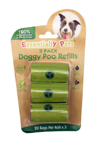 Essentially Pets Doggy Poo Refills | 20 Bags Roll X3 | Essentially Pets | YG-004467-PD-016109
