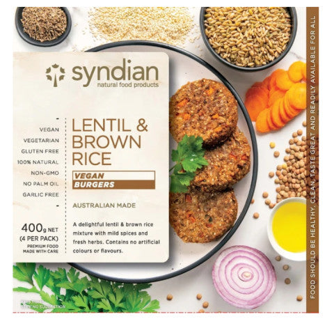 Gluten Free Lentil & Brown Rice Vegan Burgers | 4 Burgers | Syndian | YG-004458-PD-015985