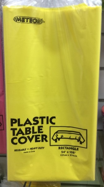 Plastic Rectangle Table Cover Yellow | 137cm x 274cm | Meteor Party | YG-005247-PD-004940