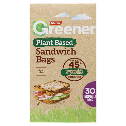 Greener Plant Based Resealable Sandwich Bags | 30 Bags | Multix | YG-004935-PD-017351