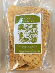 Artisan Pita Bread Garlic, Olive & Parmesan | 120g | Ricci's Bikkies | YG-007788-PD-047883