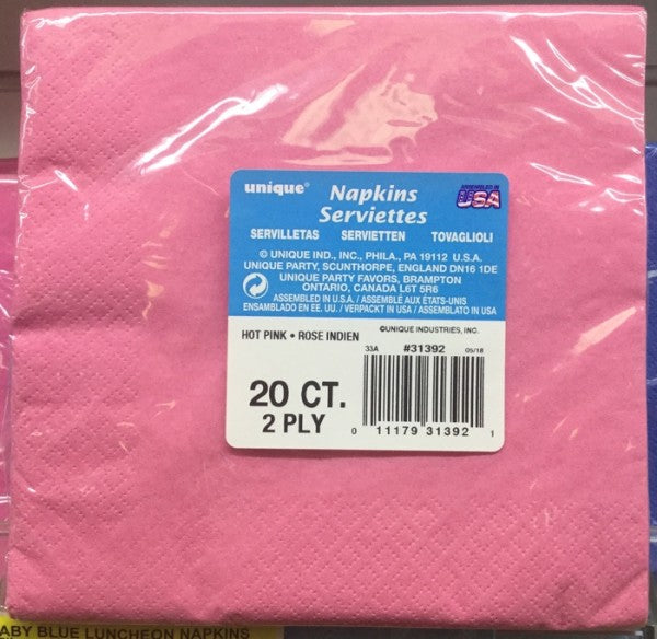 Serviettes 2ply Hot Pink Small | 20 Pack | Unique | YG-005348-PD-017796