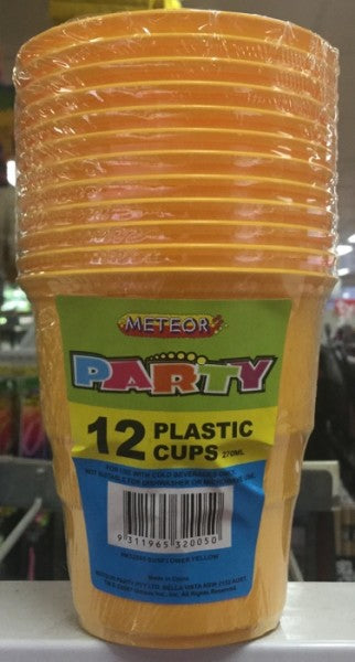Plastic Cups Sunflower Yellow 270ml | 12 Cups | Meteor Party | YG-005366-PD-017824