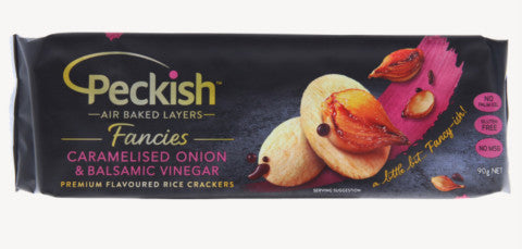 Fancies Caramelised Onion & Balsamic Vinegar Rice Crackers | 90g | Peckish | YG-005121-PD-017400