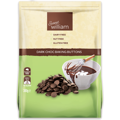 Vegan Dark Chocolate Baking Buttons | 300g | Sweet William | YG-012425-PD-015108