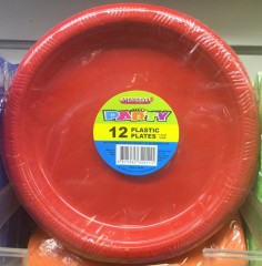 Plastic Dessert Plates Ruby Red 17.8cm | 12 Pack | Meteor Party | YG-005270-PD-017568