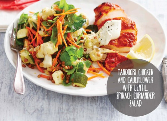 Tandoori Chicken And Cauliflower With Lentil, Spinach & Coriander Salad | Meal Kit For 1 | Pepperleaf | YG-Y&P-9 | YPL-064991
