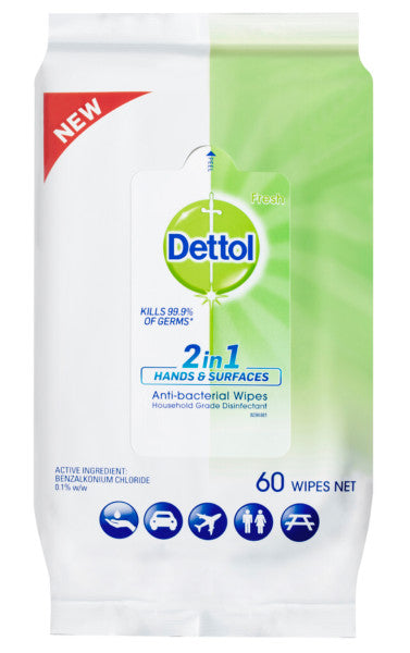 Household Grade Hands & Surfaces Antibacterial Wipes