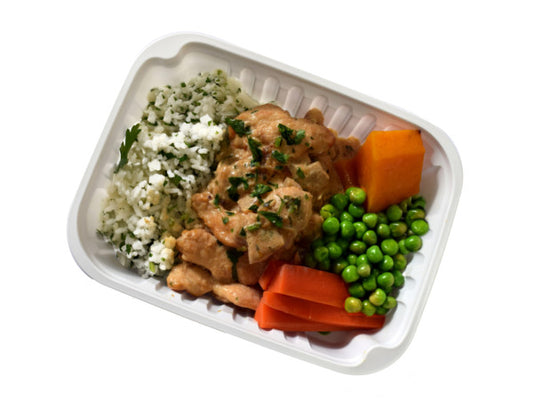 Chicken Stroganoff w/ Rice & Vegetables