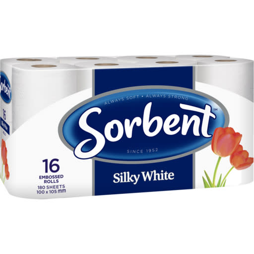 Sorbent Silky White Toilet Tissue 16 Pack
