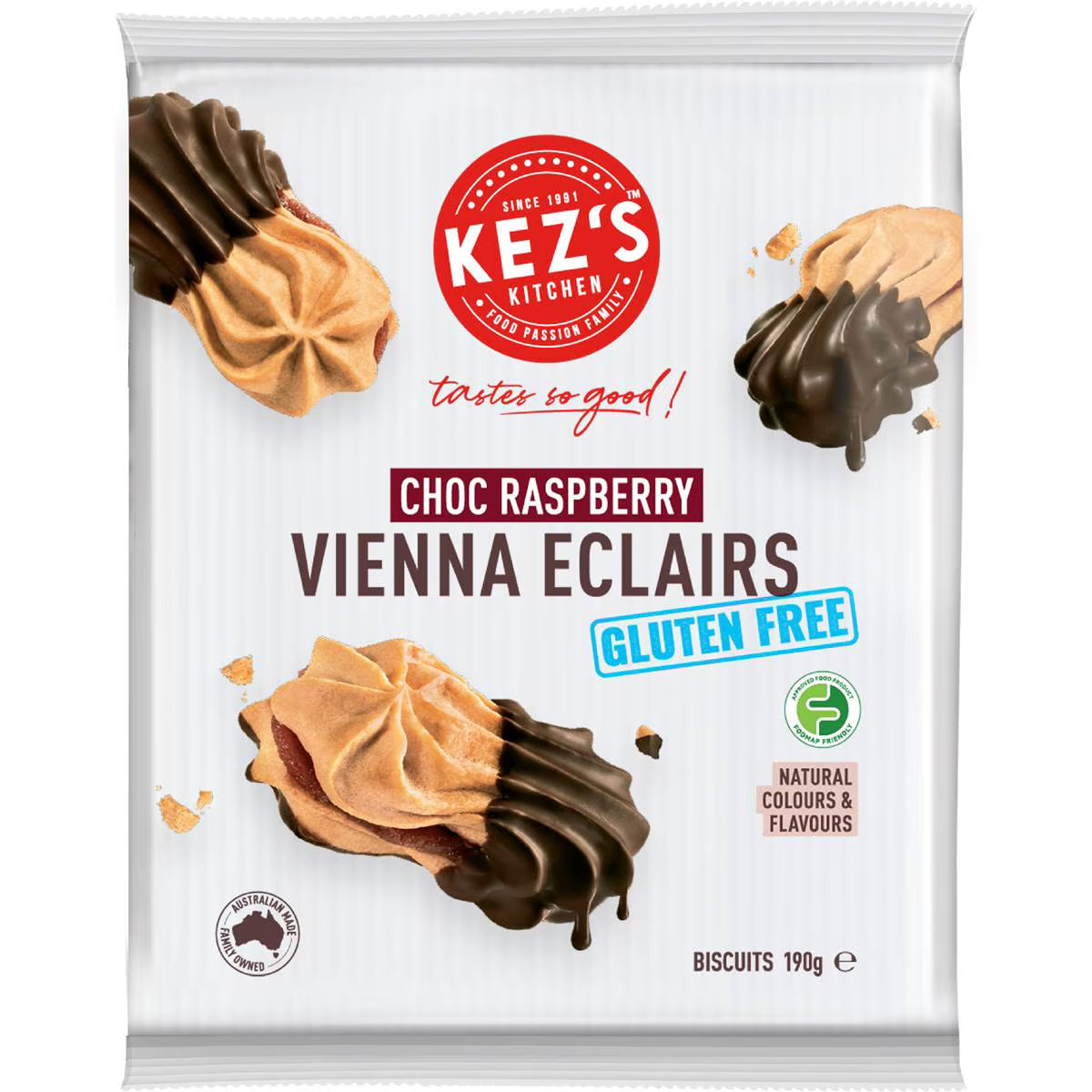 Choc Raspberry Vienna Eclairs Gluten Free | 190g | Kez's Kitchen | YG-007627-WW-014856