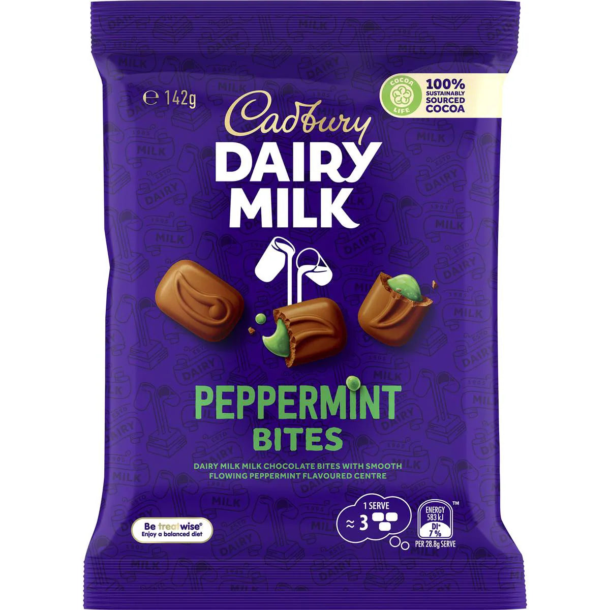 Dairy Milk Peppermint Bites Chocolate Snack & Share | 142g | Cadbury | YG-111795-MC-977569