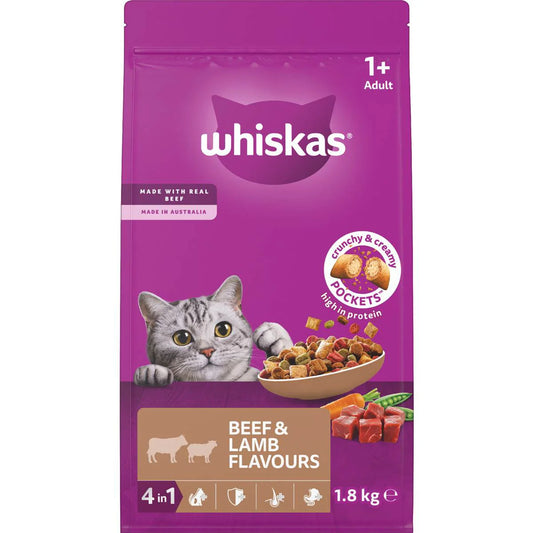 Adult 1 Years Dry Cat Food Beef & Lamb Flavours | 1.8kg | Whiskas | YG-112162-MC-150331