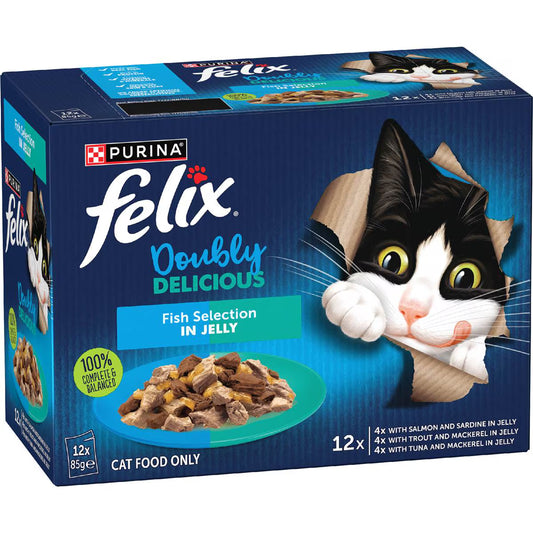 Doubly Delicious Fish Selection Wet Cat Food | 85g x 12 Pack | Felix | YG-112970-MC-978788