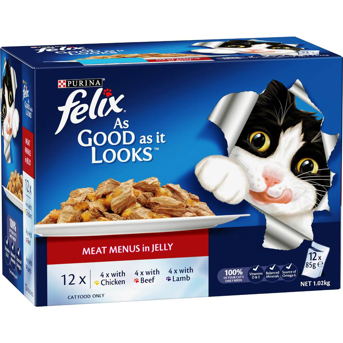As Good As It Looks Meat Menus In Jelly Wet Cat Food | 85g x 12 Pack | Felix | YG-112969-MC-978787
