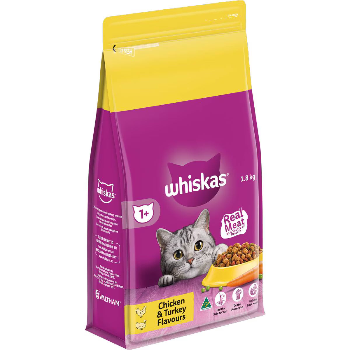 Adult 1 Years Dry Cat Food Chicken & Turkey Flavour | 1.8kg | Whiskas | YG-112161-MC-978815