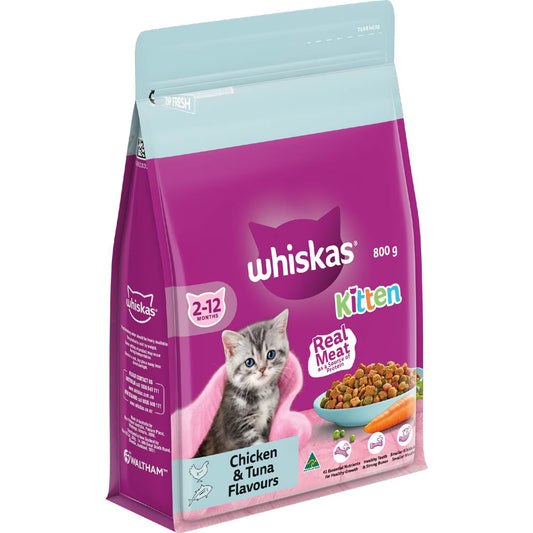 Kitten 2-12 Months Dry Cat Food Chicken & Tuna Flavours | 800g | Whiskas | YG-112979-MC-978808