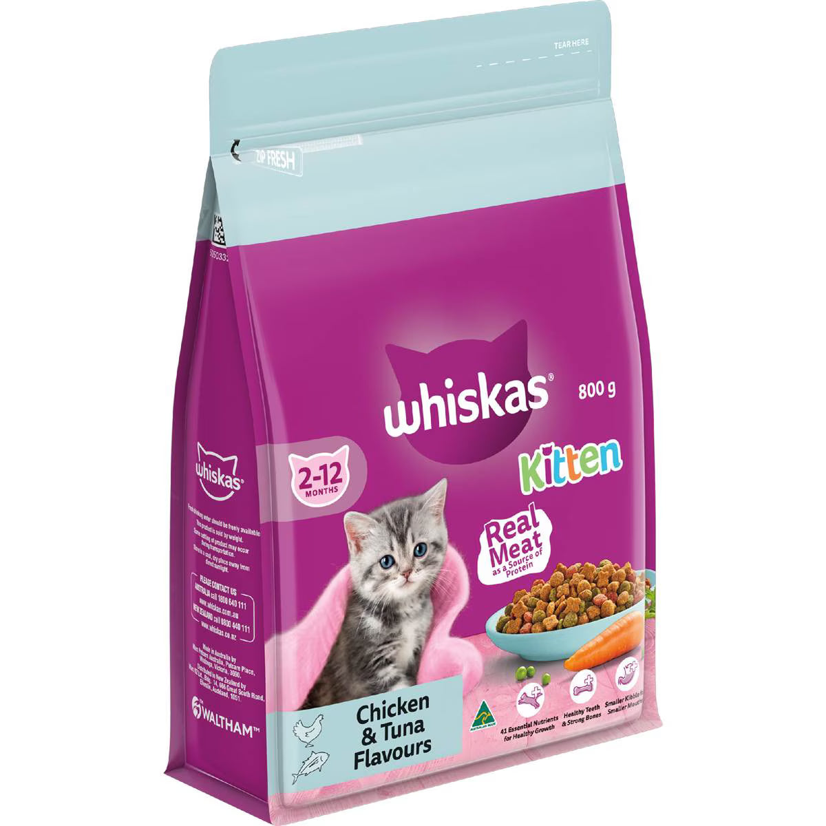 Kitten 2-12 Months Dry Cat Food Chicken & Tuna Flavours | 800g | Whiskas | YG-112979-MC-978808
