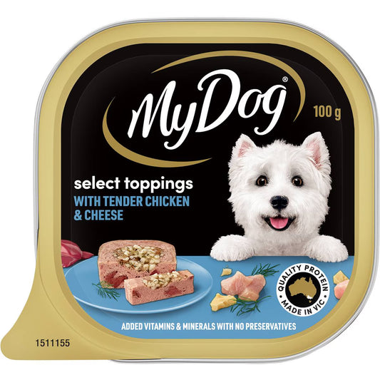 Adult Select Toppings Chicken & Cheese Wet Food Tray | 100g | My Dog | YG-112957-MC-978745