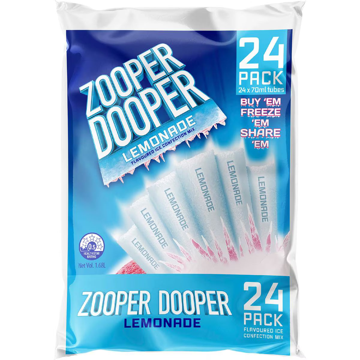 Ice Blocks Lemonade | 70ml x 24 Pack | Zooper Dooper | YG-111521-MC-975653