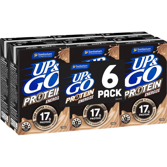 Protein Energize Liquid Breakfast Iced Coffee | 250ml x 6 Pack | Up&Go | YG-112724-MC-977743