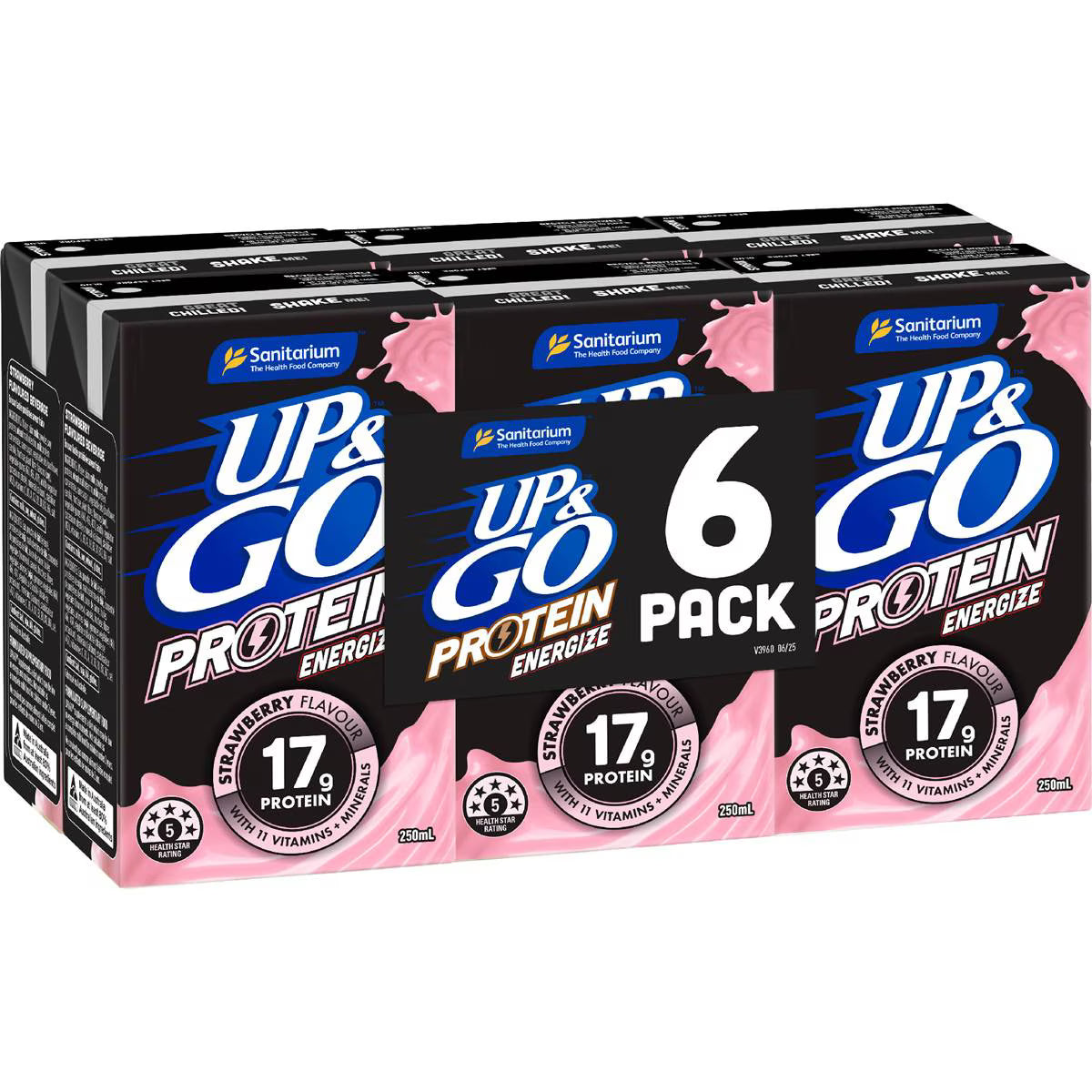 Protein Energize Liquid Breakfast Strawberry | 250ml x 6 Pack | Up&Go | YG-111849-MC-977742