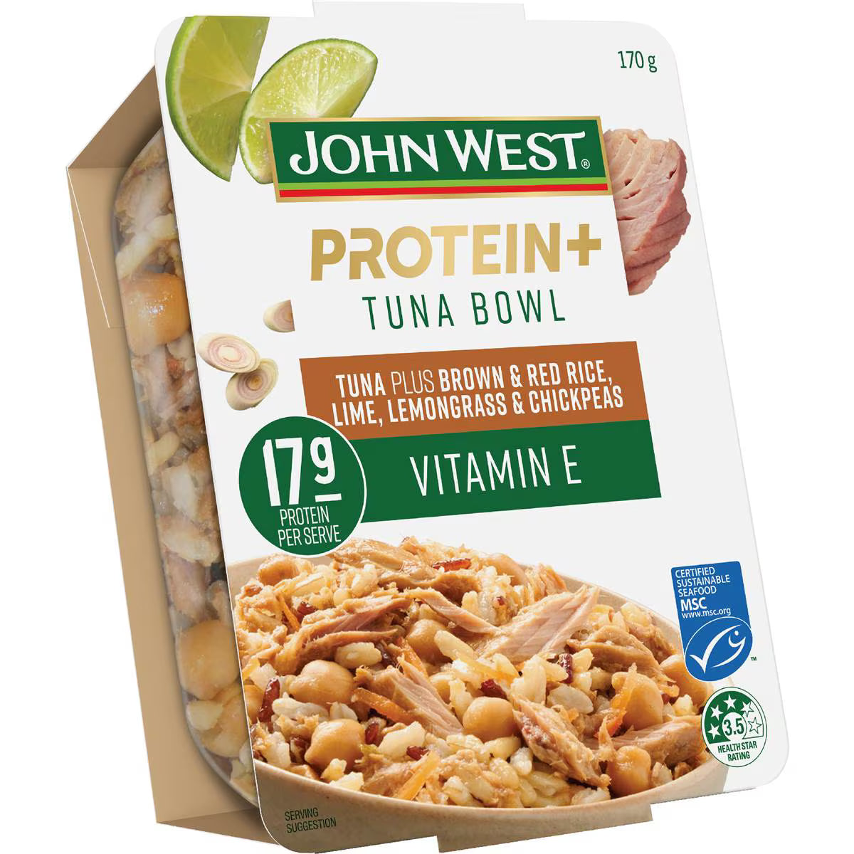 Protein Tuna Bowl Brown Rice Lime Lemongrass & Chickpeas | 170g | John West | YG-112076-MC-978497