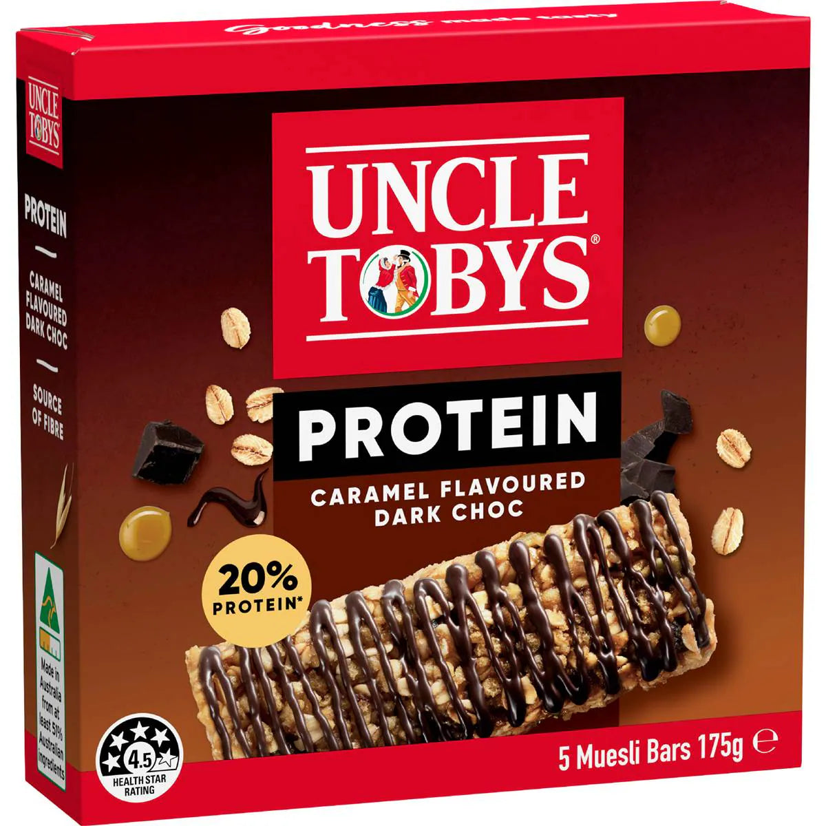 Protein Caramel Flavour Dark Choc Muesli Bars | 5 Pack | Uncle Tobys | YG-112617-MC-977331