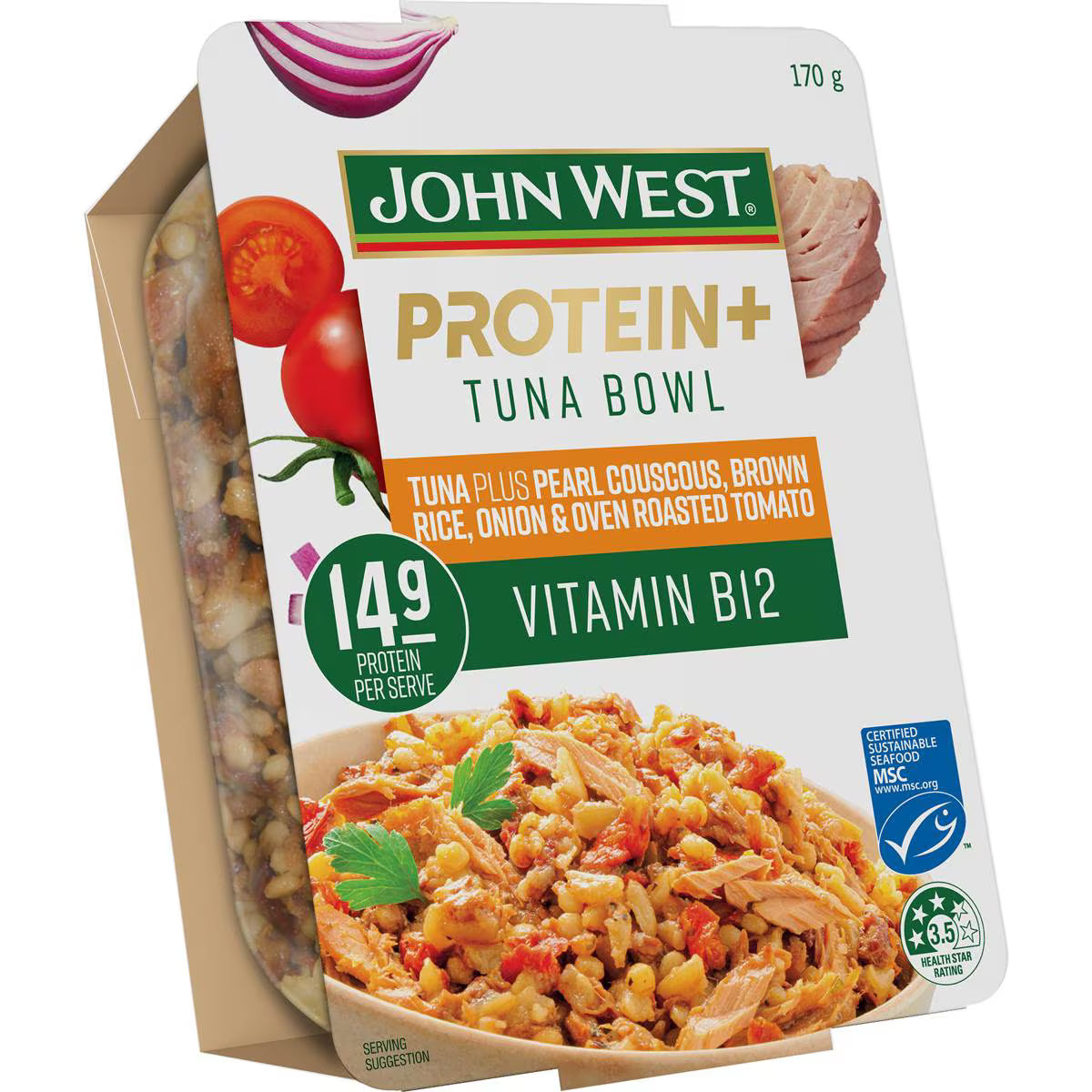 Protein Tuna Bowl Brown Rice Couscous Tomato Onion Chilli | 170g | John West | YG-112075-MC-978496