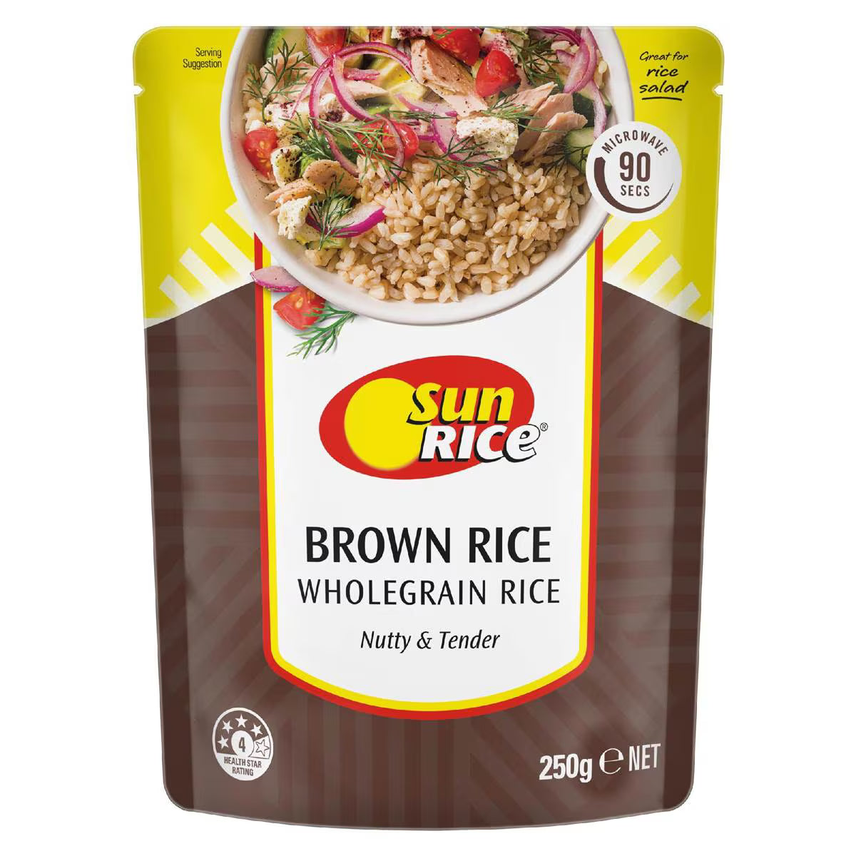 Microwave Brown Rice Pouch Medium Grain Brown Rice In 90 | 250g | Sunrice | YG-112951-MC-978675