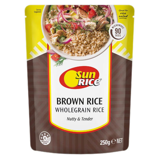 Microwave Brown Rice Pouch Medium Grain Brown Rice In 90 | 250g | Sunrice | YG-112951-MC-150475