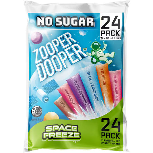 Space Freeze Ice Blocks Mix Sugar Free | 70ml x 24 Pack | Zooper Dooper | YG-112472-MC-975652