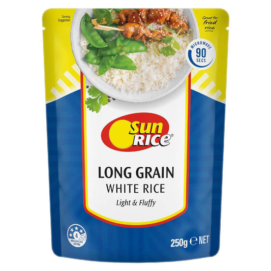 Microwave White Long Grain Rice Pouch | 250g | Sunrice | YG-112119-MC-978673