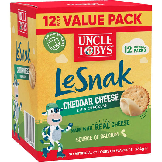 Le Snak Cheddar Cheese Dip & Crackers | 12 Pack | Uncle Tobys | YG-009744-MC-977399