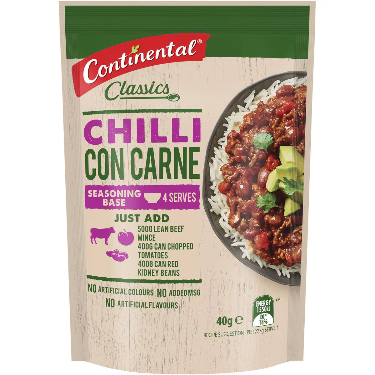 Classics Recipe Base Chilli Con Carne | 40g | Continental | YG-009877-WW-057885