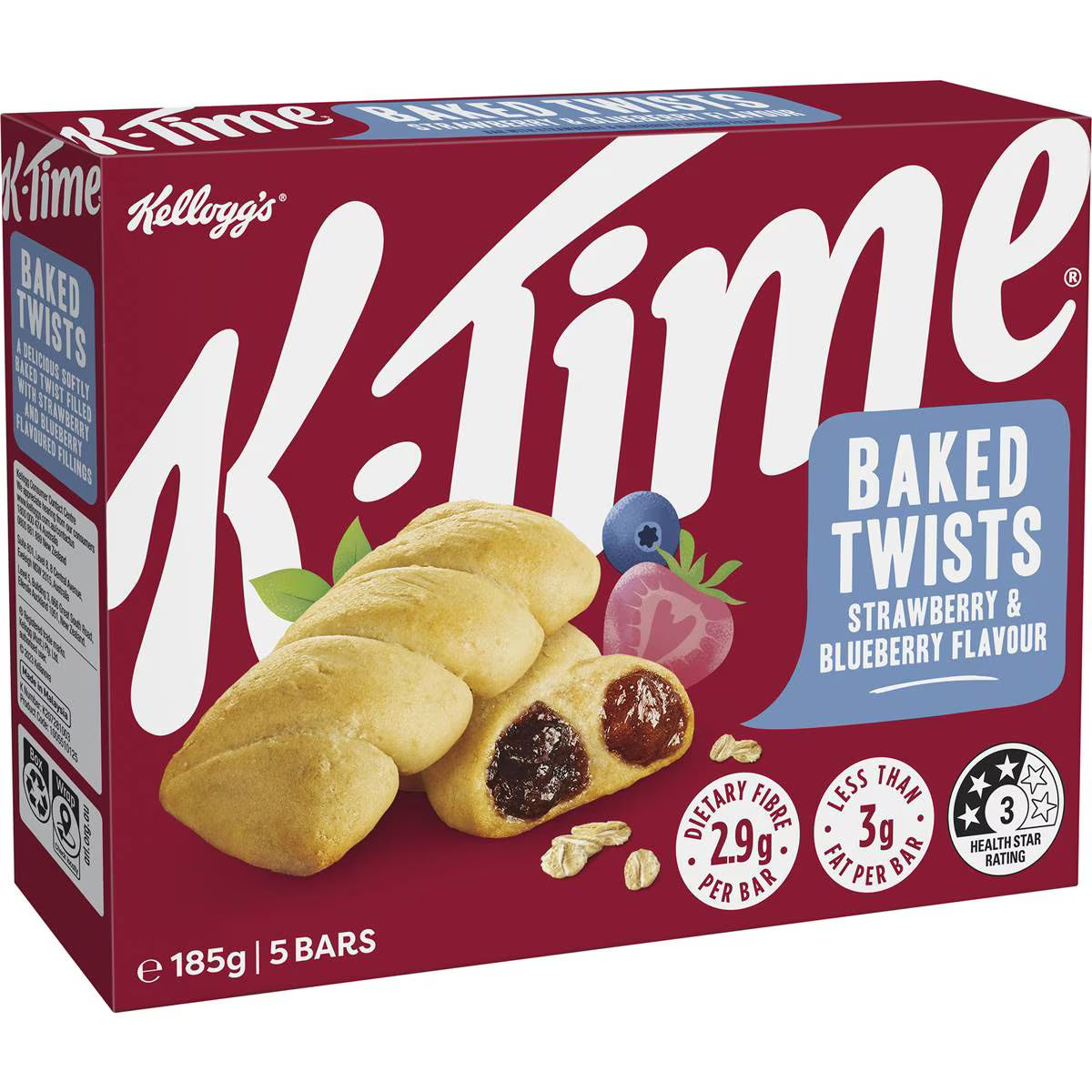 K Time Baked Twists Strawberry & Blueberry Flavour Snack Bars | 5 Pack | Kellogg's | YG-009680-WW-057999