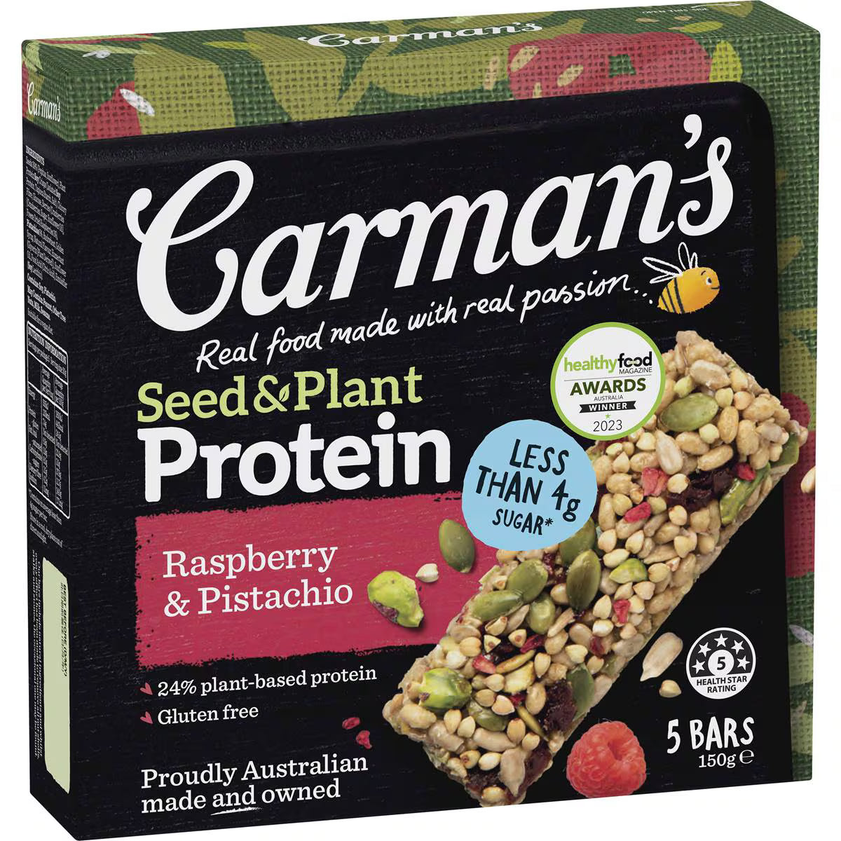 Seed & Plant Protein Bars Raspberry & Pistachio | 5 Pack | Carman's | YG-112614-MC-977327