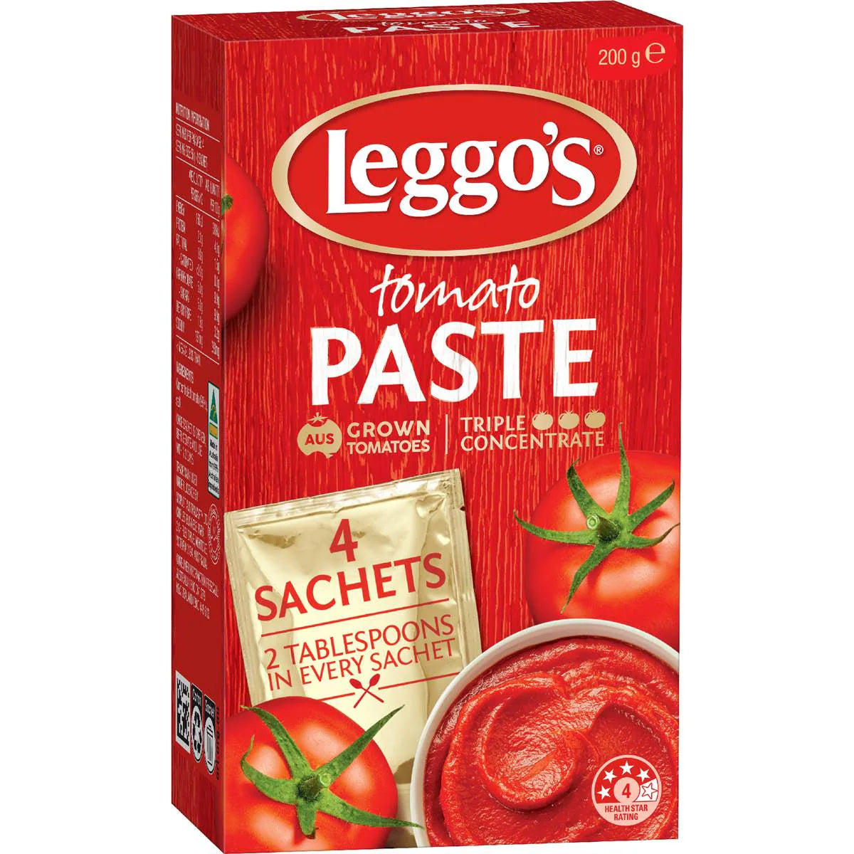 Australian Grown Tomato Paste Triple Concentrate Sachet | 50g x 4 Pack | Leggo's | YG-112199-MC-979030
